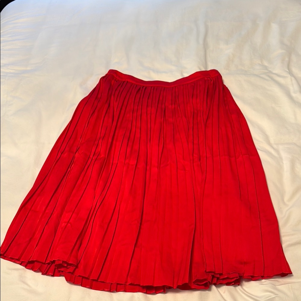 Elegant Red Pleated Skirt